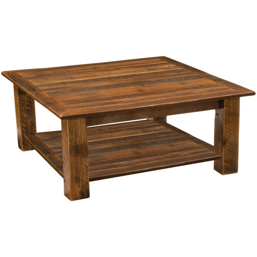 Barnwood Open Coffee Table with Open Shelf - 34 x 34