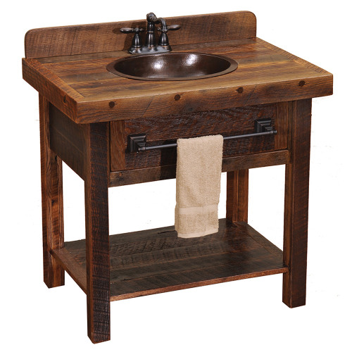 Barnwood Open Vanity with Towel Bar