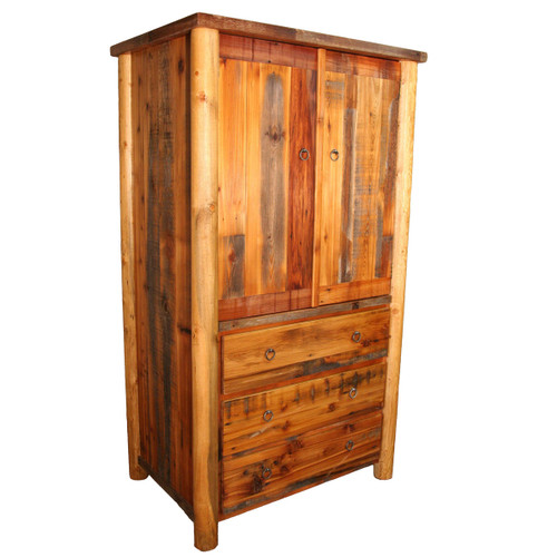 Barnwood Round Leg 3 Drawer Cupboard Armoire