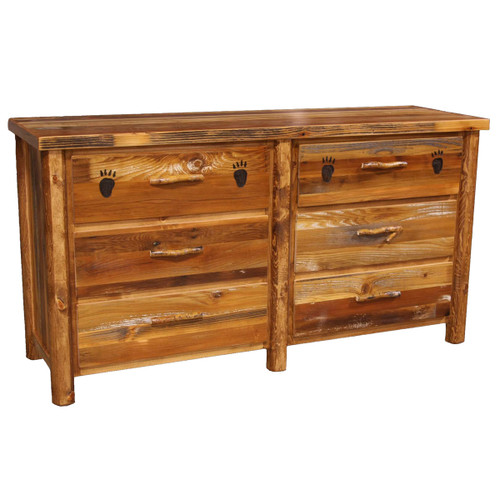 Barnwood Round Leg 6 Drawer Dresser