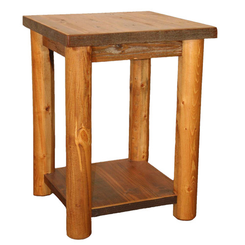Barnwood Round Leg Standard Nightstand with Shelf
