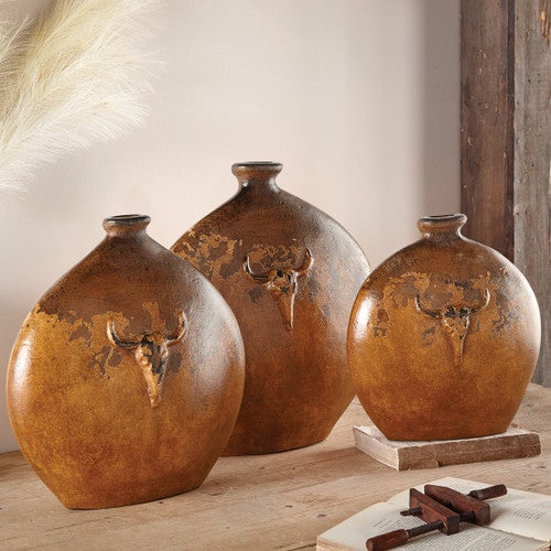 Cattle Ranch Pottery Vases - Set of 3