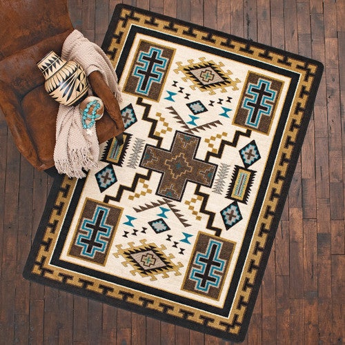 Double Cross Blue Rug Collection