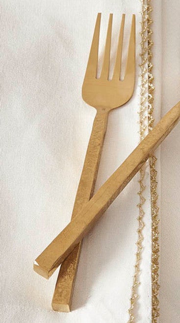 Square Handled Golden Salad Forks - Set of 4