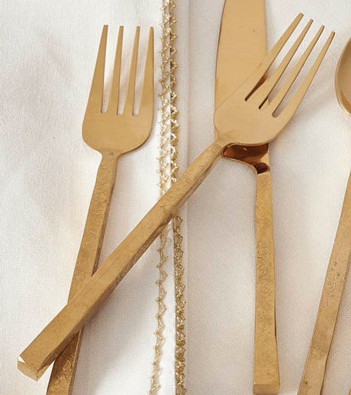 Square Handled Golden Forks - Set of 4