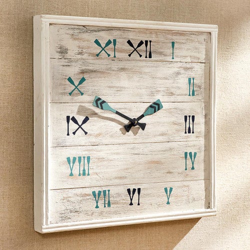 Rustic Lake Paddles Wall Clock