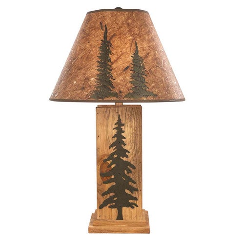 Carved Pine Tree Table Lamp