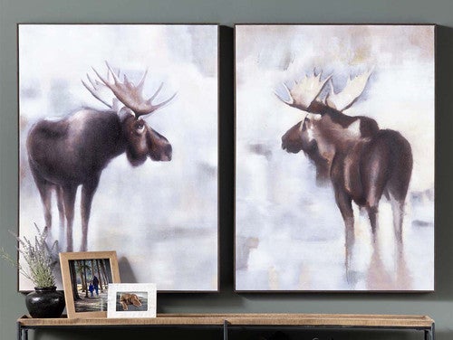 Gazing Moose Wall Art - Set of 2