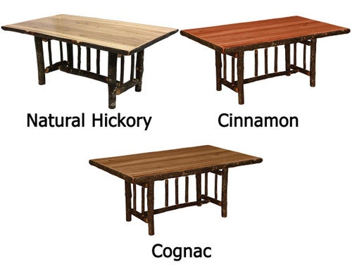 Hickory Rectangle Log Dining Table - 8 Foot