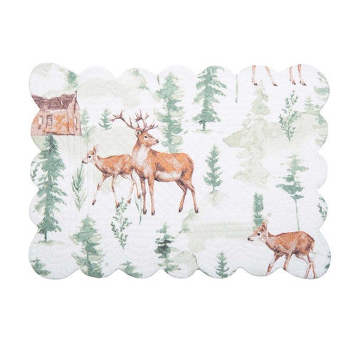 Wood Cabin Deer Placemats - Set of 6