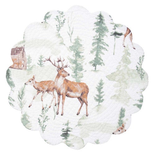 Wood Cabin Deer Round Placemats - Set of 6