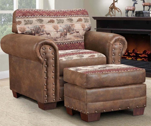 Forest Deer Armchair & Ottoman
