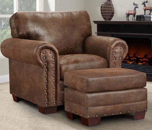 Buckskin Armchair & Ottoman