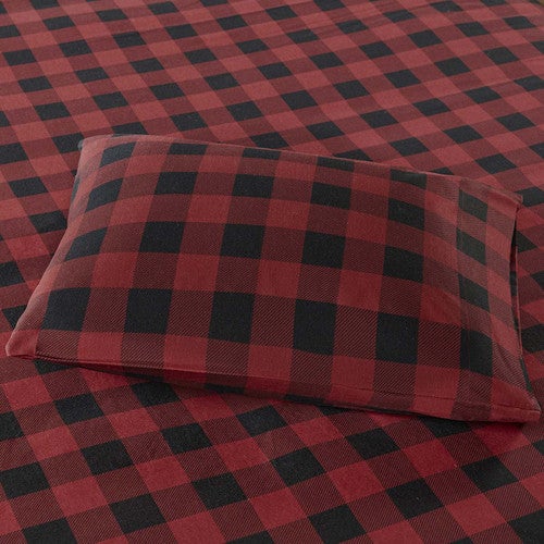 Red Plaid Flannel Sheet Set - Queen
