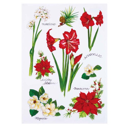 Christmas Flowers Kitchen Towels - Set of 4