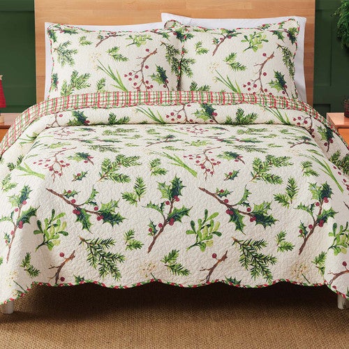 Pine Twigs & Holly Quilt - Twin