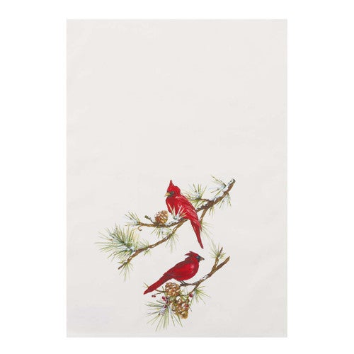 Red Winter Feathers Kitchen Towels - Set of 4