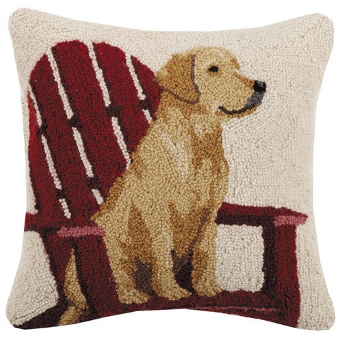 Rustic Retriever Hooked Pillow
