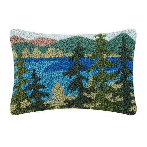 Woodsy Lake Hooked Pillow