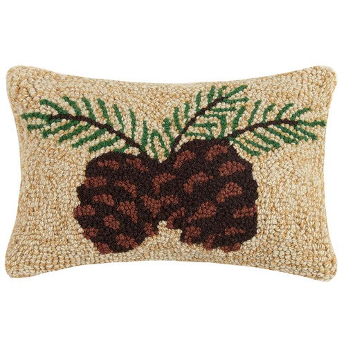 Pinecone Woods Hooked Pillow