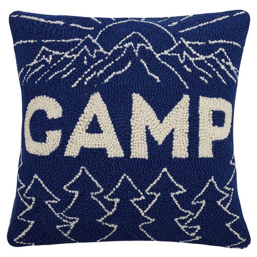 Camping Adventure Hooked Pillow