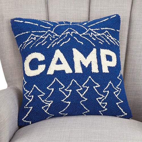 Camping Adventure Hooked Pillow