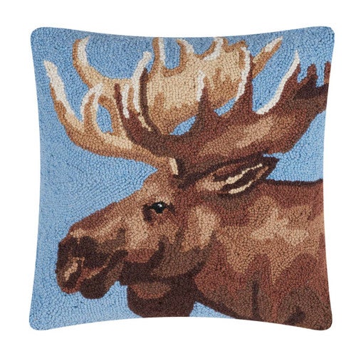 Majestic Moose Hooked Pillow