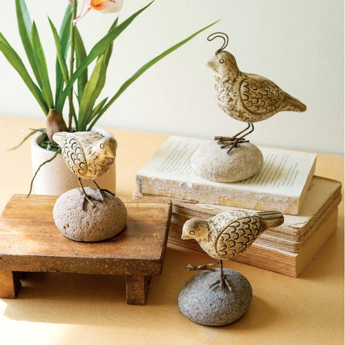 Friendly Quail Figurines - Set of 3