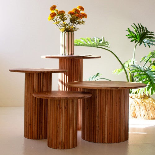 Flame Acacia Accent Tables - Set of 4 - OUT OF STOCK UNTIL 07/23/2025