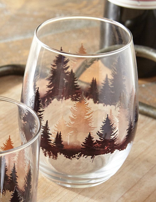 Misty Forest Stemless Wine Glasses - Set of 4