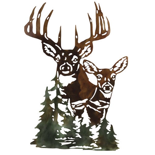 Forest Deer Silhouette Metal Wall Art