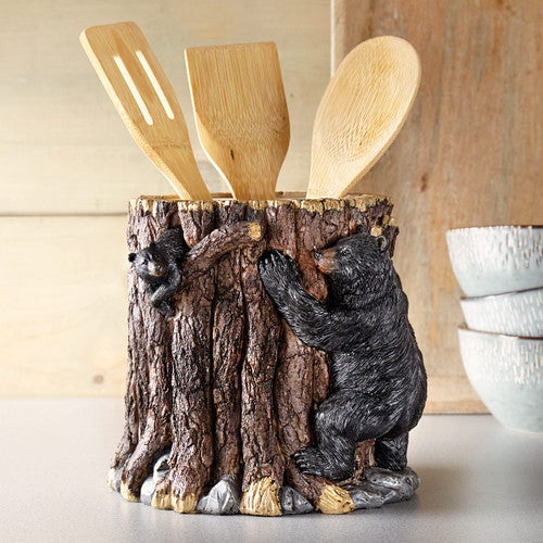 Bear & Tree Trunk Utensil Holder