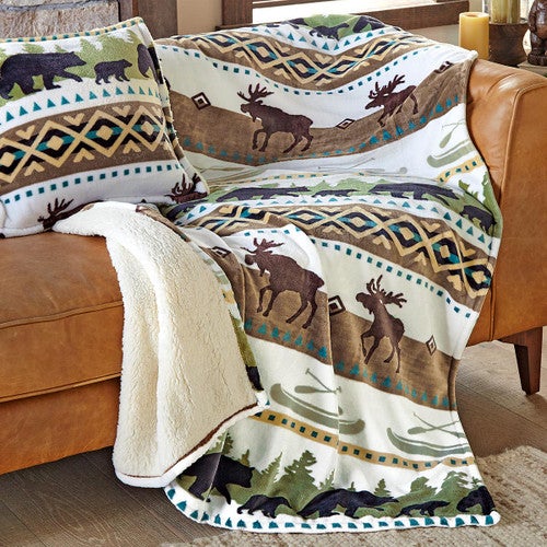 Wildlife Lodge Plush Sherpa Throw