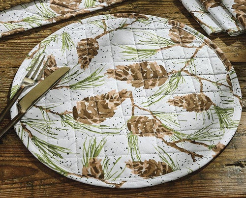 Pinecone Medley Round Placemats - Set of 4