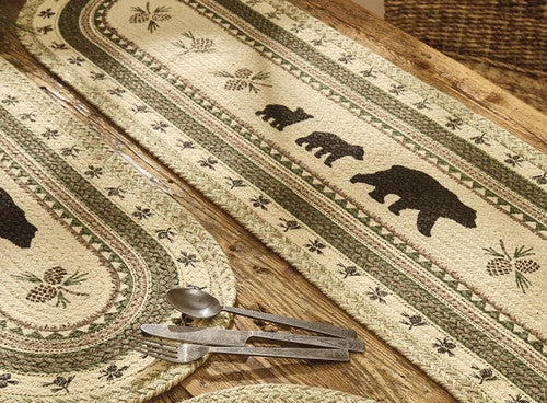 Wildlife Bear & Pinecones Table Runner - 54 Inch