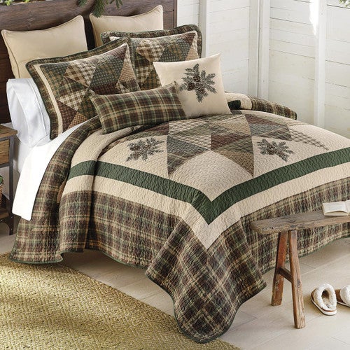 Pinecone Patchwork Quilt Bed Set - Queen