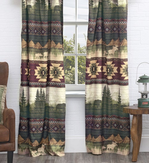 Mountain Meadow Moose & Bear Lined Drapes