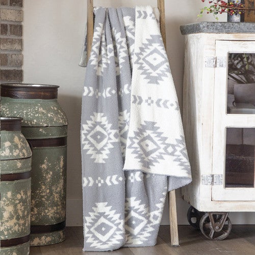 Tribal Arrow Gray Plush Throw - OVERSTOCK