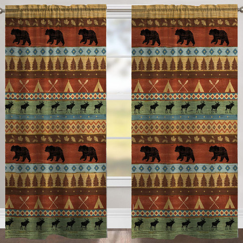 Bear and Moose Crossing Room Darkening Drape