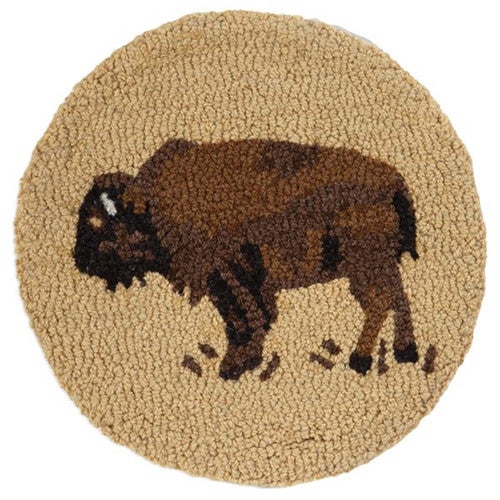 Golden Buffalo Hooked Wool Chair Pad