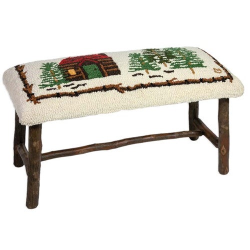 Remote Cabin Hooked Wool Bench - OUT OF STOCK UNTIL 07/03/2025
