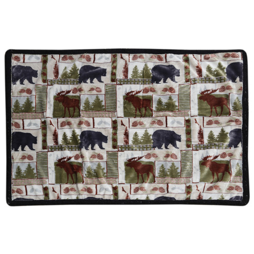 Bear & Moose Wilderness Dog Blanket with Black Sherpa - Large/X-Large