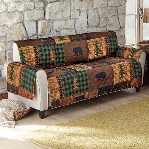 Black Bear & Pines Sofa Cover