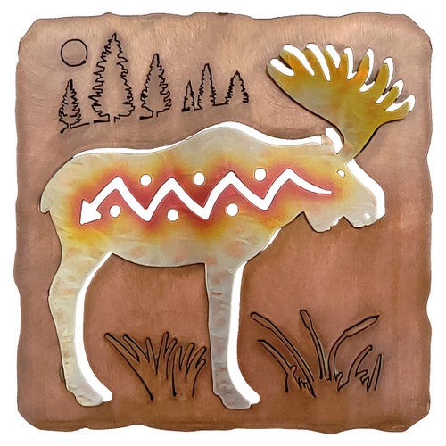 Tribal Moose Square Cutout Wall Art