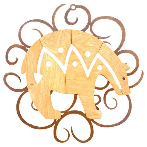 Modern Bear Cutout Swirl Wall Art