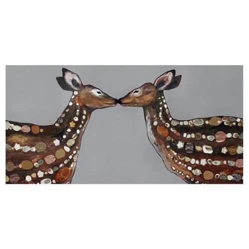 Kissing Deer Gray Canvas Art