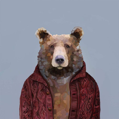 Cardigan Bear Canvas Wall Art