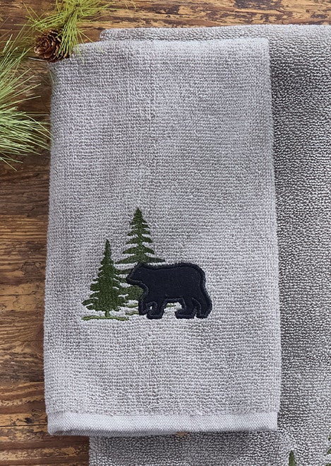 Bear & Pine Tree Fingertip Towel