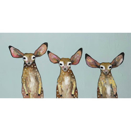 Three Fawns on Blue Canvas Print