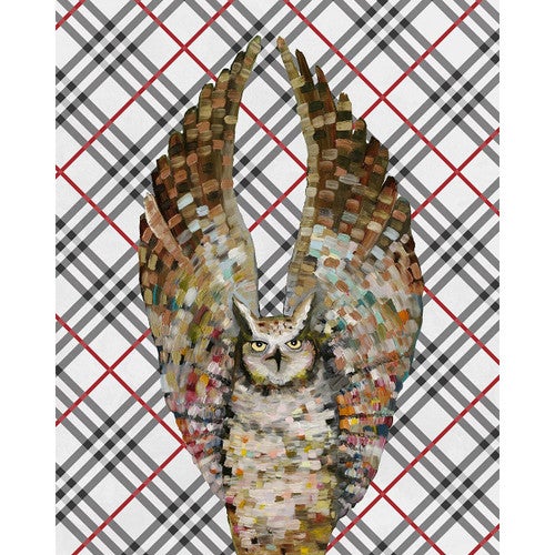 Angelic Owl on Plaid Canvas Print